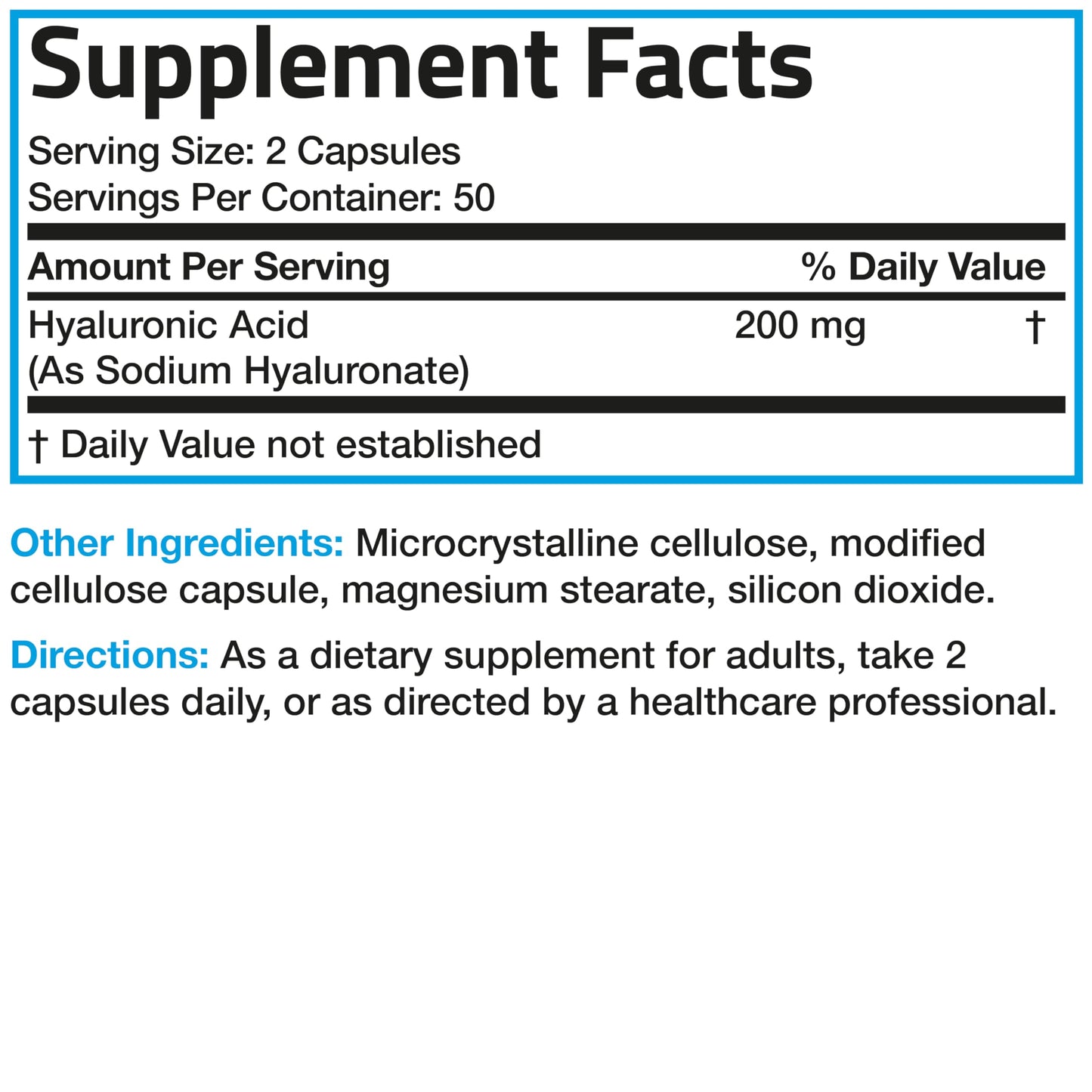 Bronson Hyaluronic Acid 200 MG – Joint Health & Skin Support | Non-GMO, 100 Vegetarian Capsules