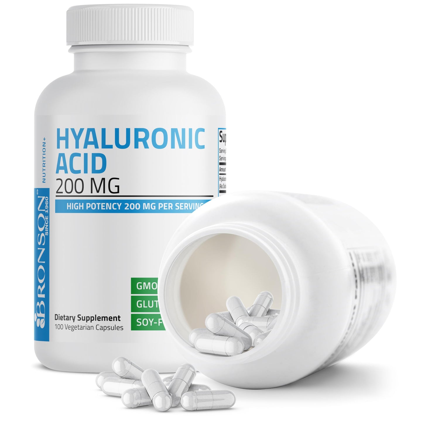 Bronson Hyaluronic Acid 200 MG – Joint Health & Skin Support | Non-GMO, 100 Vegetarian Capsules