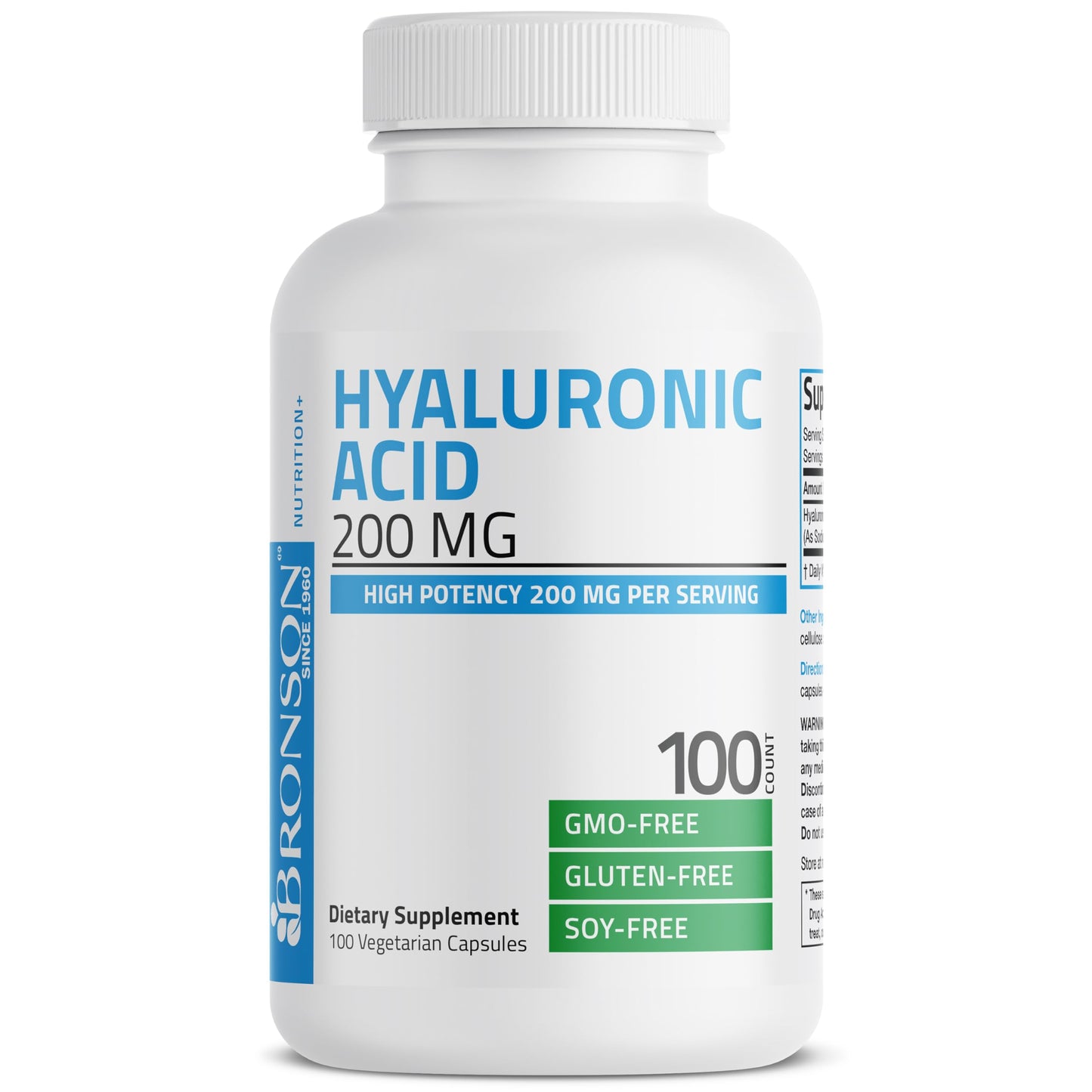 Bronson Hyaluronic Acid 200 MG – Joint Health & Skin Support | Non-GMO, 100 Vegetarian Capsules
