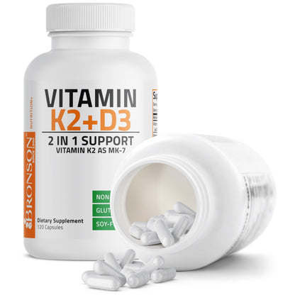 Bronson Vitamin K2 MK-7 with D3 - Non-GMO, 120 Capsules