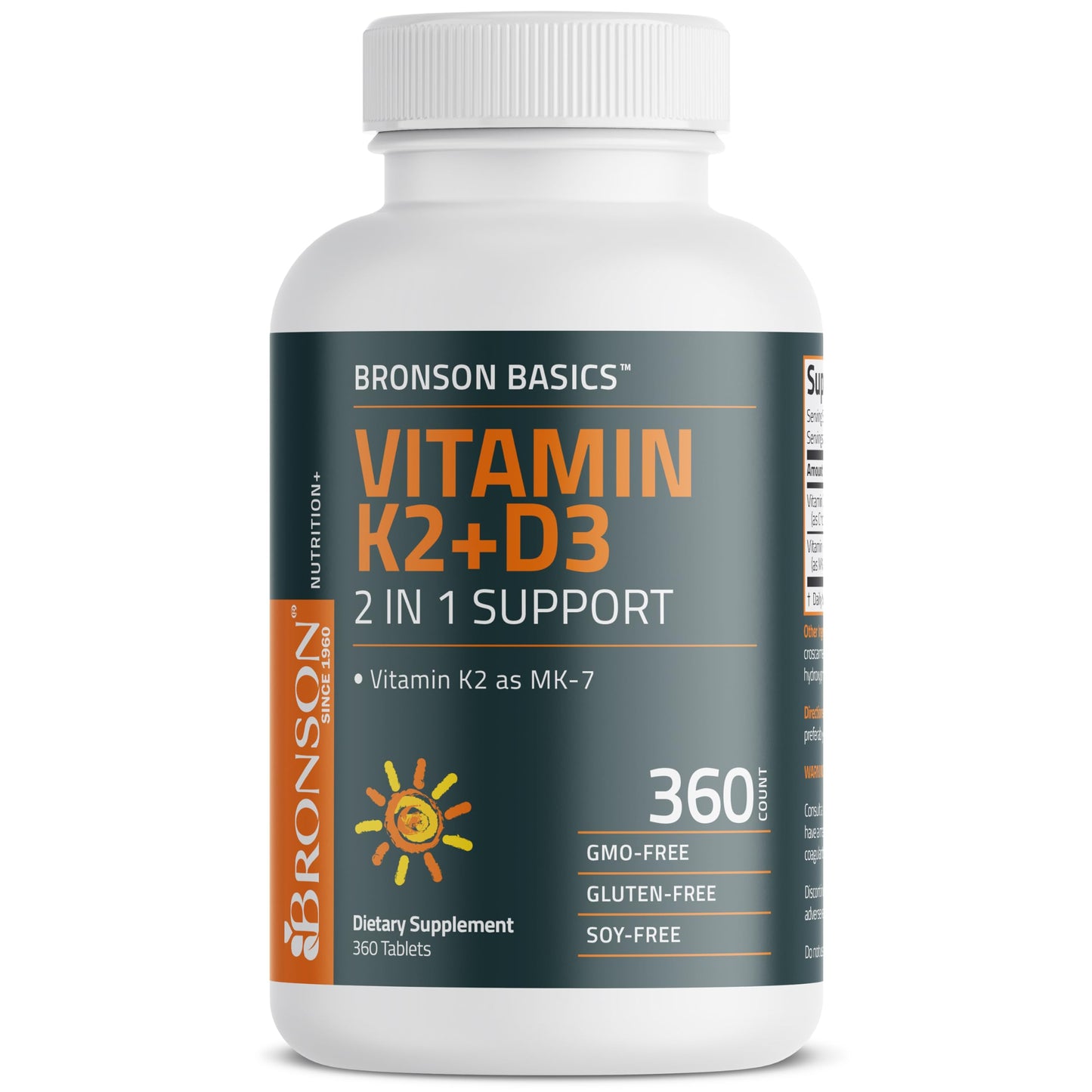 Bronson Vitamin K2 D3 MK-7 Supplement – Non-GMO, 360 Tablets