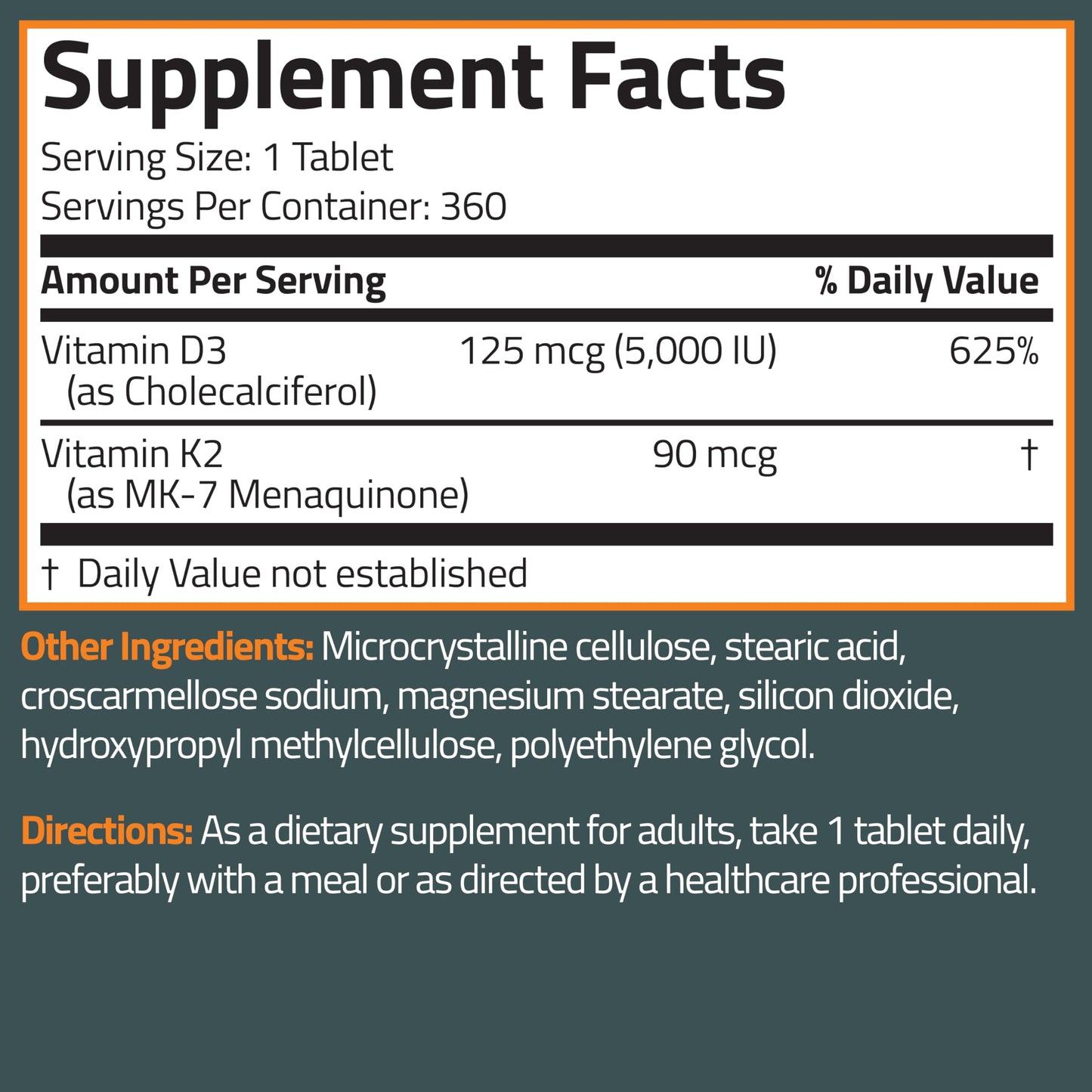 Bronson Vitamin K2 D3 MK-7 Supplement – Non-GMO, 360 Tablets