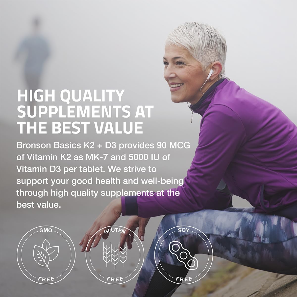Bronson Vitamin K2 D3 (MK-7) Supplement – Non-GMO, 120 Tablets