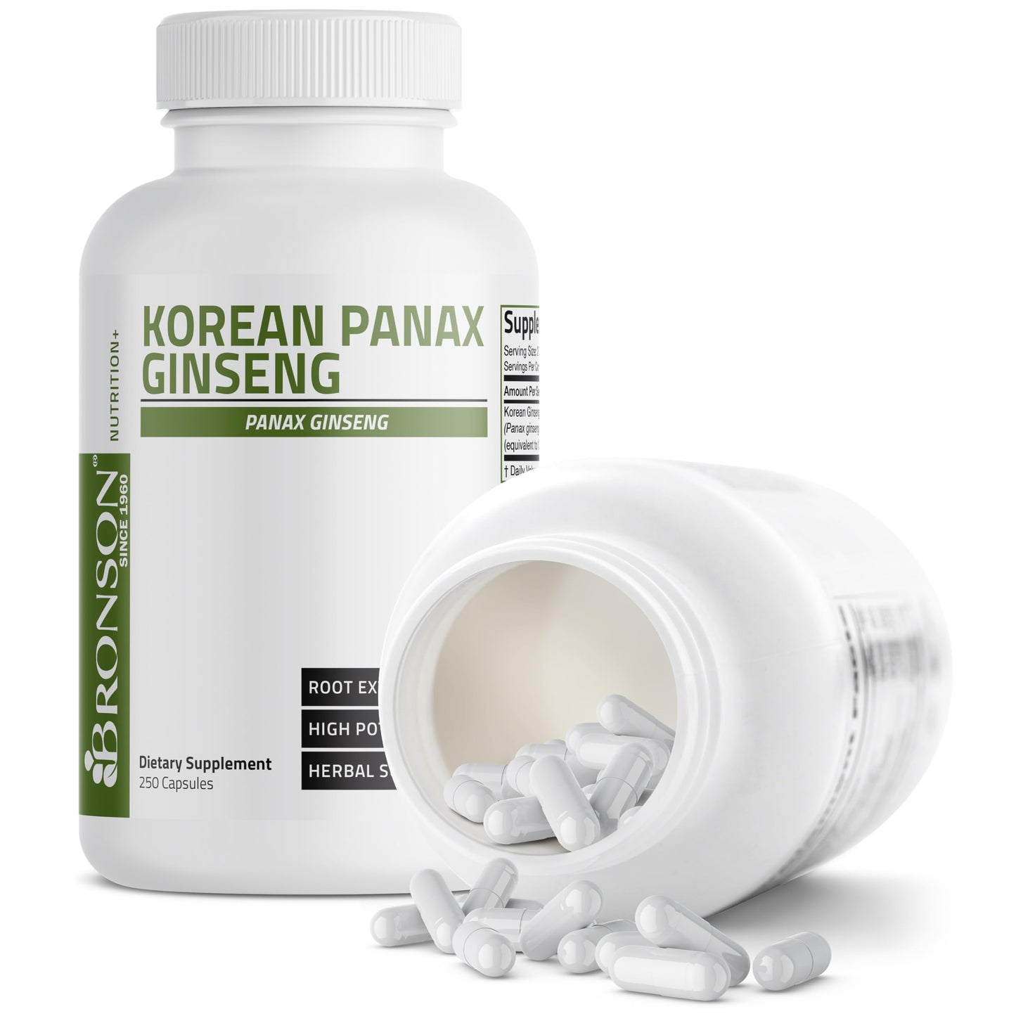 Bronson Korean Panax Ginseng 250 Capsules – Energy, Endurance & Memory
