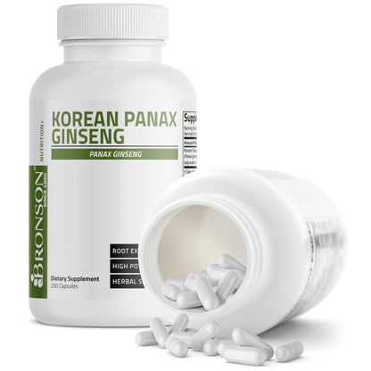 Bronson Korean Panax Ginseng 250 Capsules – Energy, Endurance & Memory