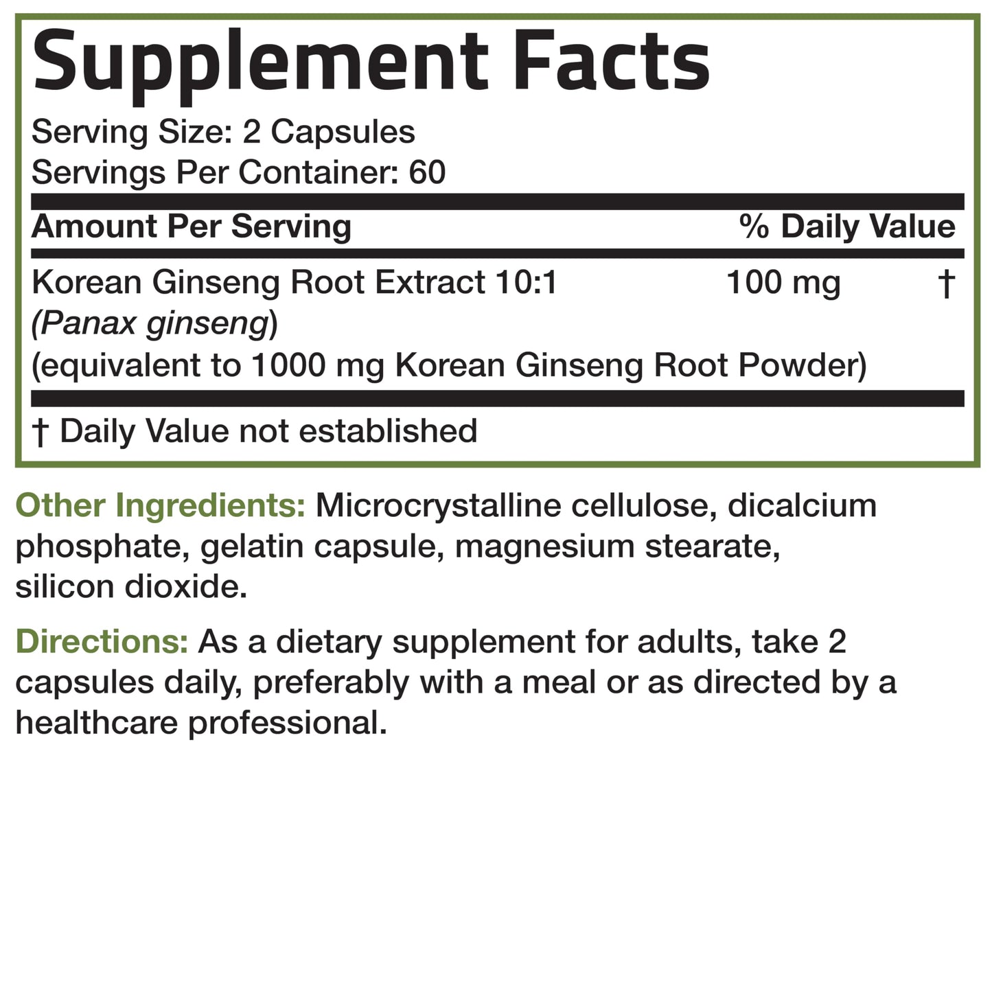 Bronson Korean Panax Ginseng – Energy, Endurance & Memory | 120 Caps