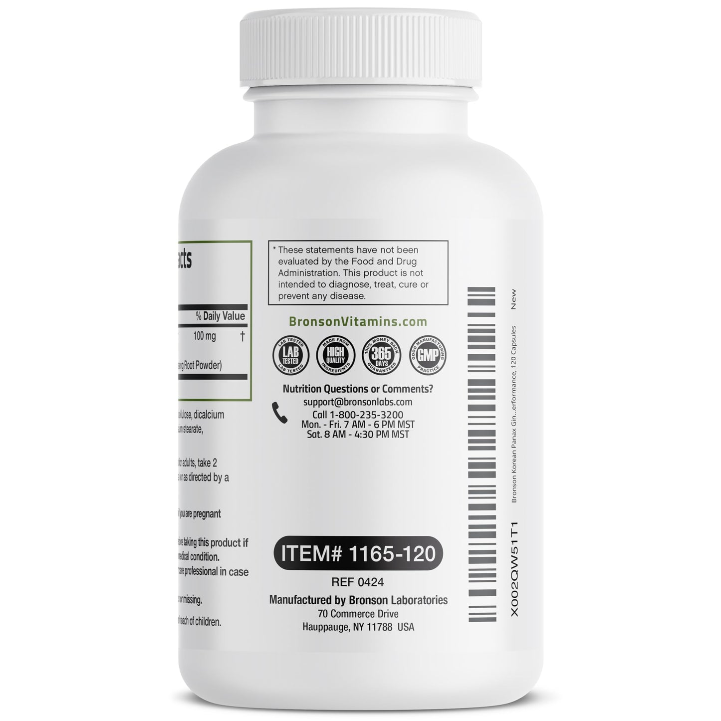 Bronson Korean Panax Ginseng – Energy, Endurance & Memory | 120 Caps