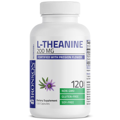 Bronson L-Theanine 200mg (Double-Strength) with Passion Flower - 120 Capsules | Stress & Focus Support