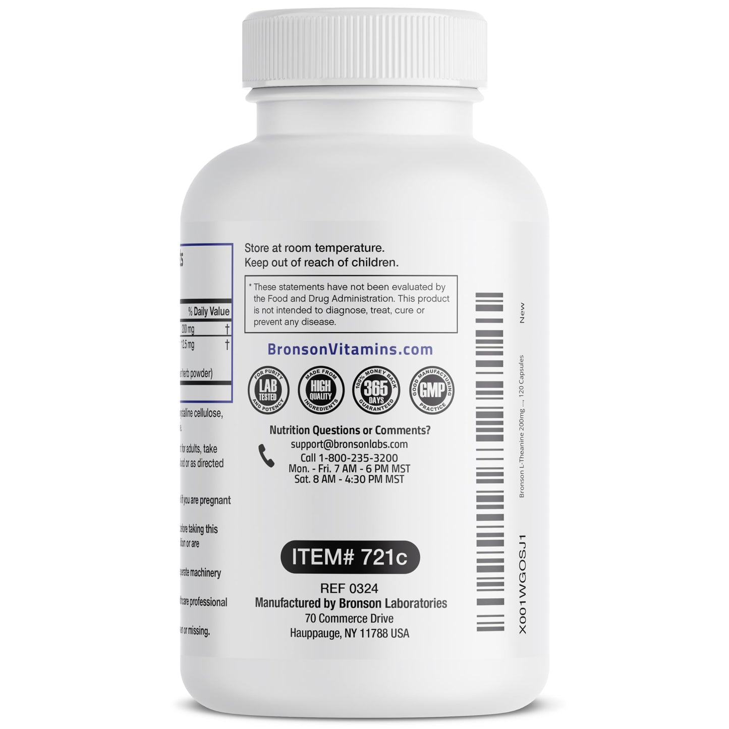 Bronson L-Theanine 200mg (Double-Strength) with Passion Flower - 120 Capsules | Stress & Focus Support