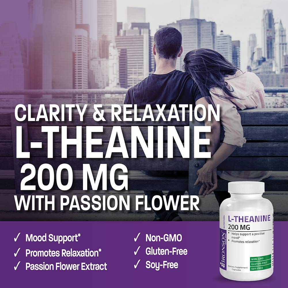 Bronson L-Theanine 200mg (Double-Strength) with Passion Flower - 120 Capsules | Stress & Focus Support