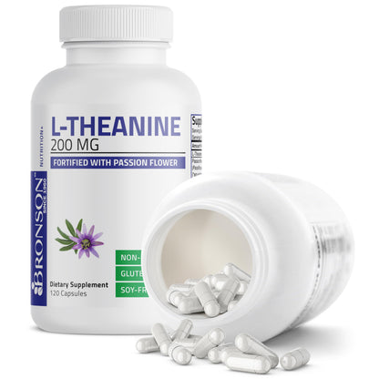 Bronson L-Theanine 200mg (Double-Strength) with Passion Flower - 120 Capsules | Stress & Focus Support