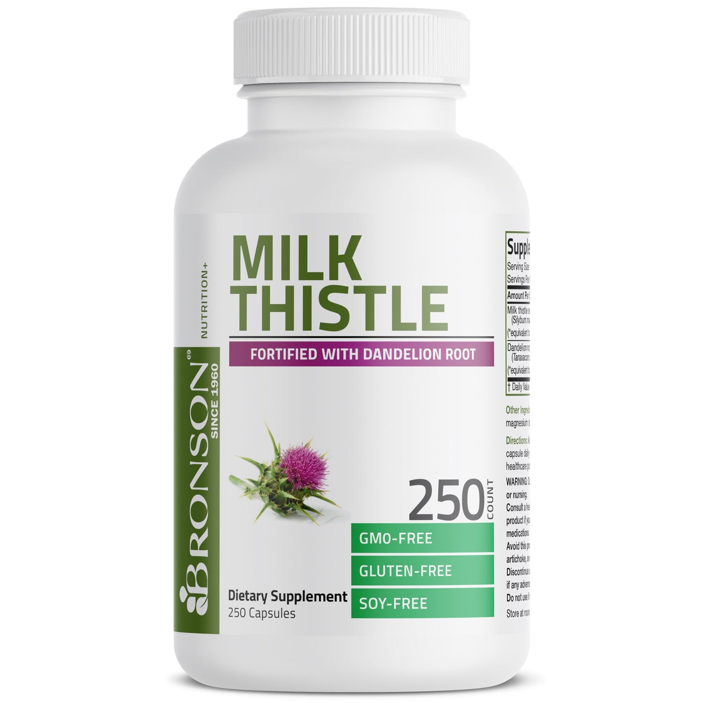 Bronson Milk Thistle Silymarin Marianum & Dandelion Root – Liver Health Support, 250 Capsules
