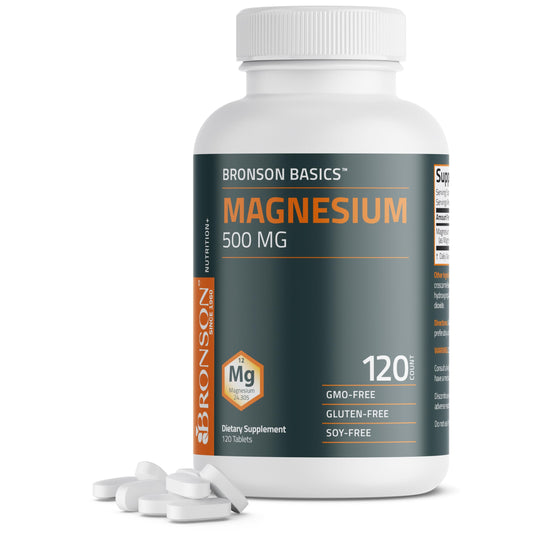 Bronson Magnesium 500 MG – Supports Bone, Muscle & Nervous System (120 Veg Tablets) BritishVita | Premium UK Vitamins & Wellness Supplements