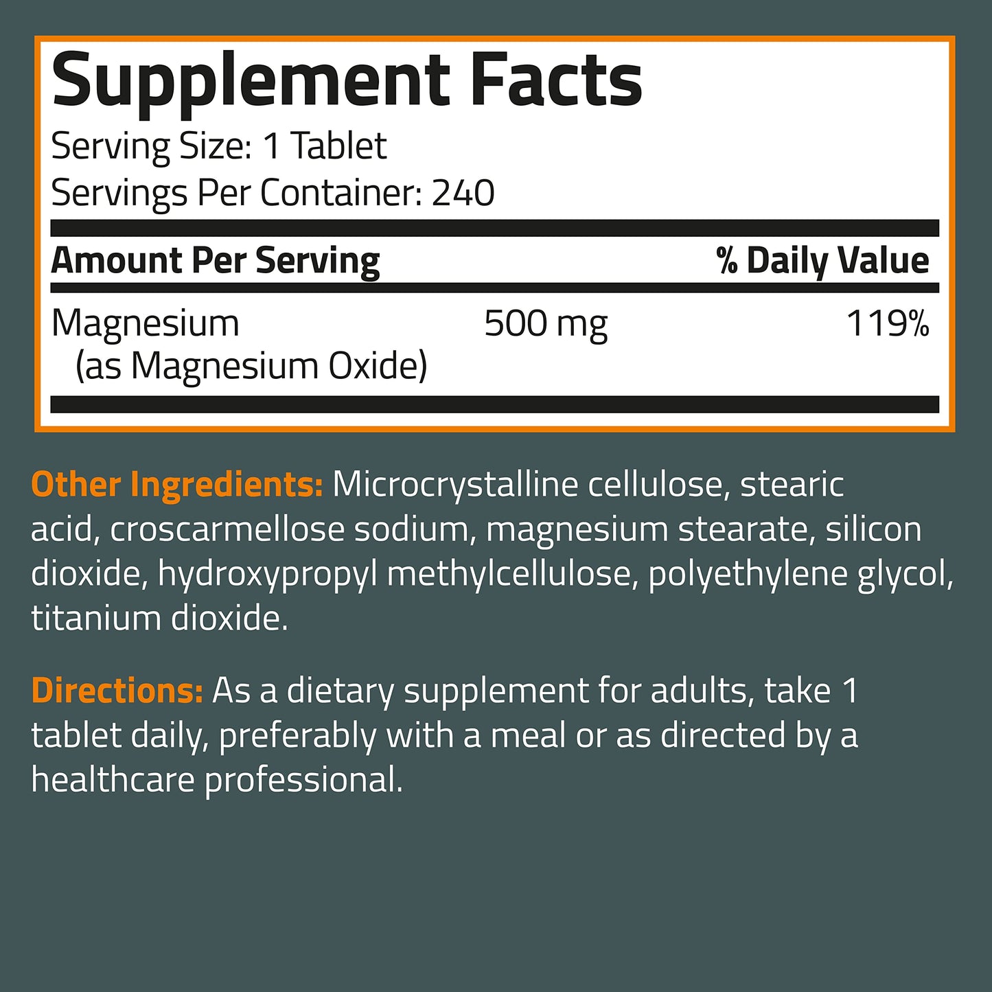 Bronson Magnesium 500 MG – Supports Bone & Muscle Health, Nervous System | Non-GMO, 240 Vegetarian Tablets