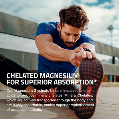 Bronson Magnesium Glycinate 200 mg – Chelated for High Absorption, Non-GMO, 240 Vegetarian Capsules
