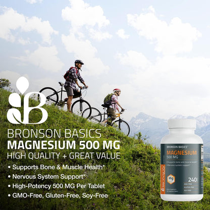 Bronson Magnesium 500 MG – Supports Bone, Muscle & Nervous System (120 Veg Tablets)
