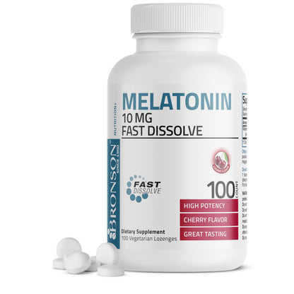 Bronson Melatonin 10mg Fast Dissolve Cherry – Vegetarian | 100 Count