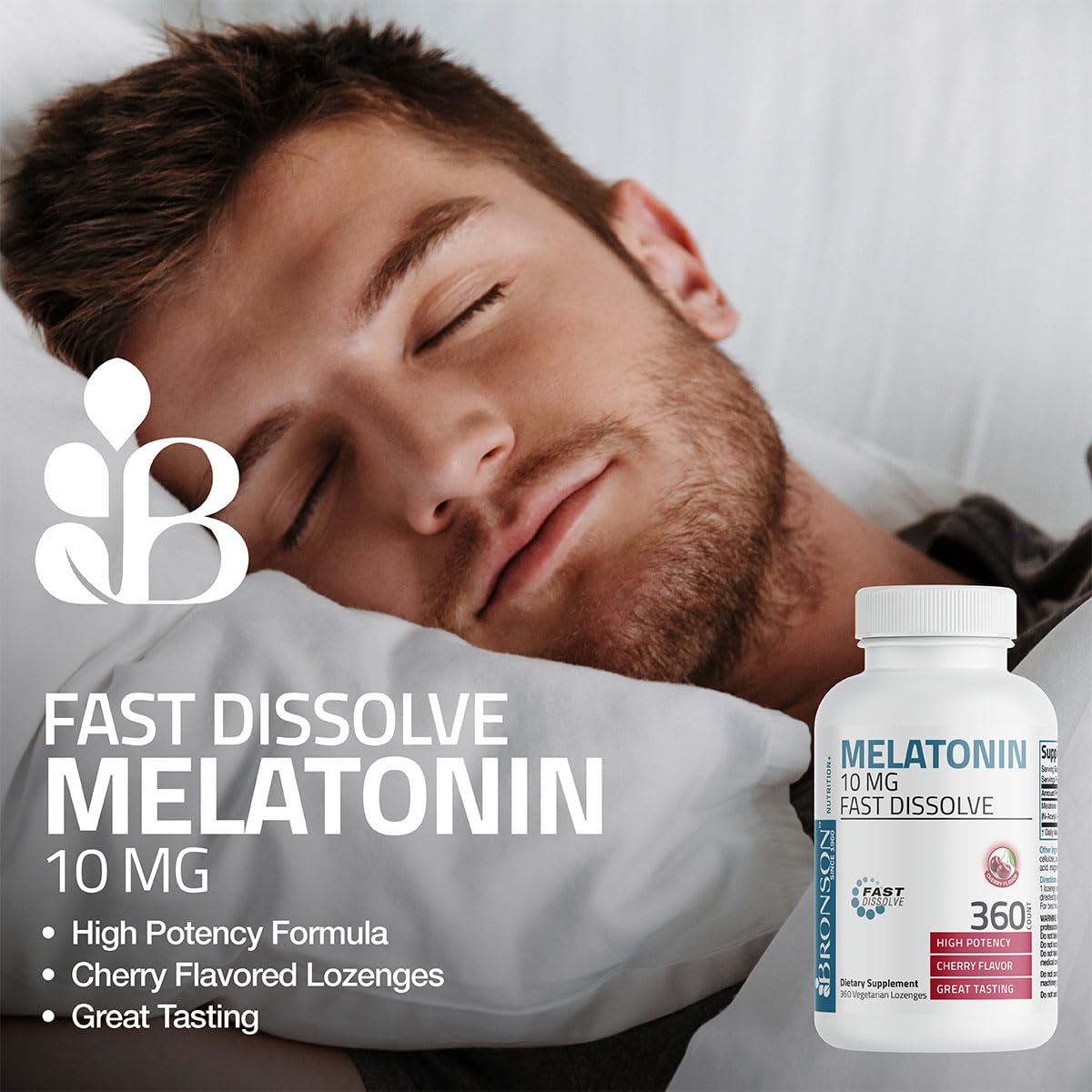 Bronson Melatonin 10mg Fast Dissolve Cherry – Vegetarian | 100 Count