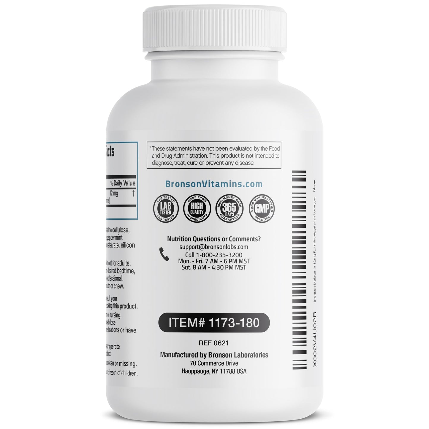 Bronson Melatonin 12mg Fast Dissolve – Nighttime Sleep Aid (180 Peppermint Lozenges)