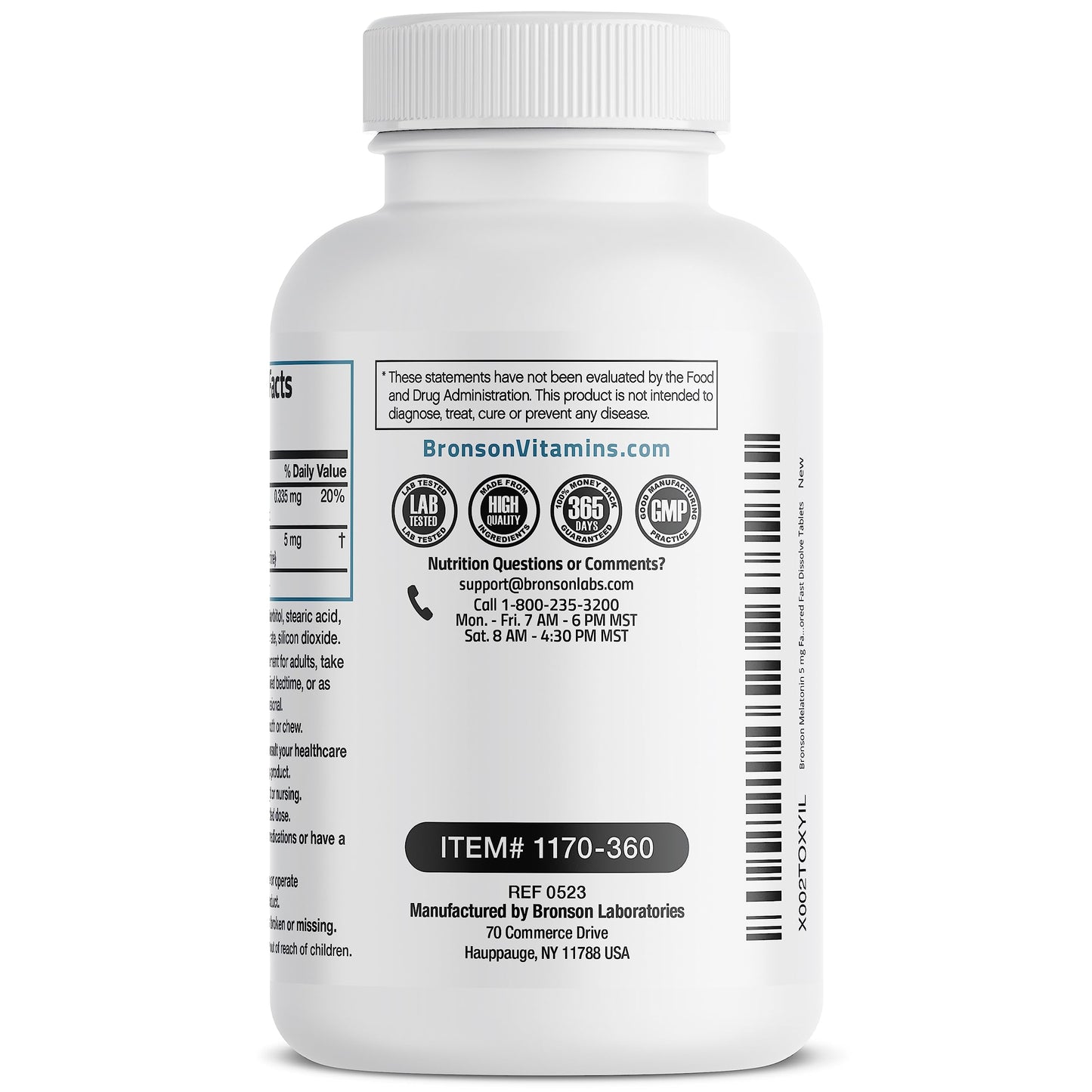 Bronson Melatonin 5mg Fast Dissolve Cherry – 360 Vegetarian Lozenges with Vitamin B6 | Nighttime Sleep Aid