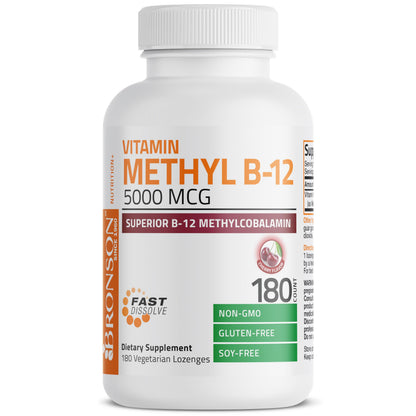 Bronson Methyl B12 5000 mcg | Energy & Brain Support, 180 Lozenges