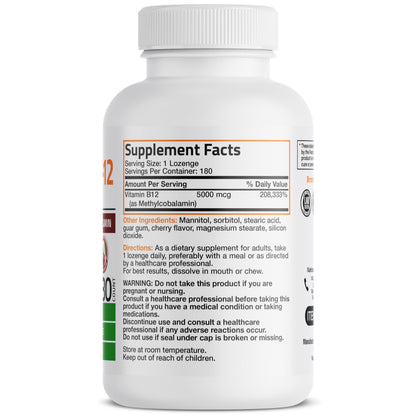 Bronson Methyl B12 5000 mcg | Energy & Brain Support, 180 Lozenges