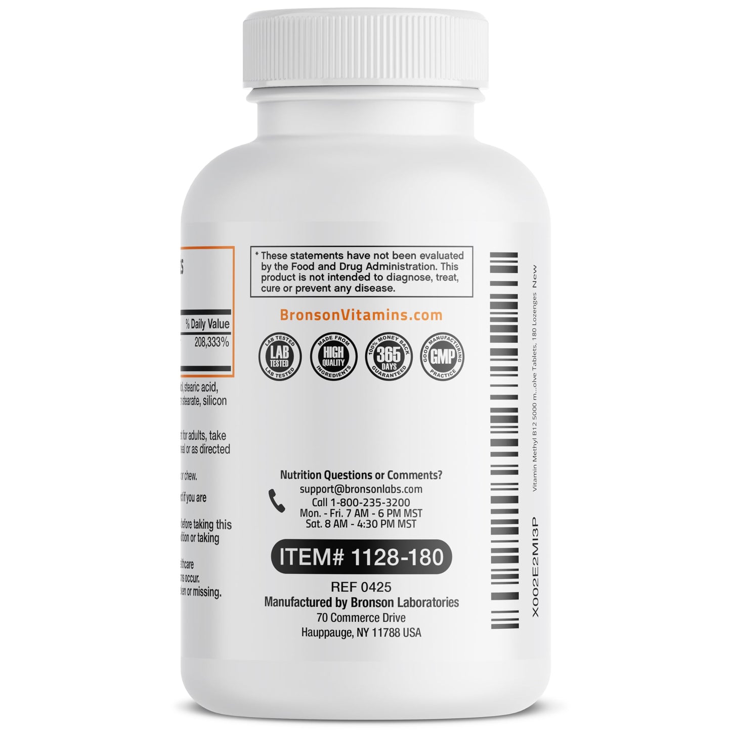 Bronson Methyl B12 5000 mcg | Energy & Brain Support, 180 Lozenges