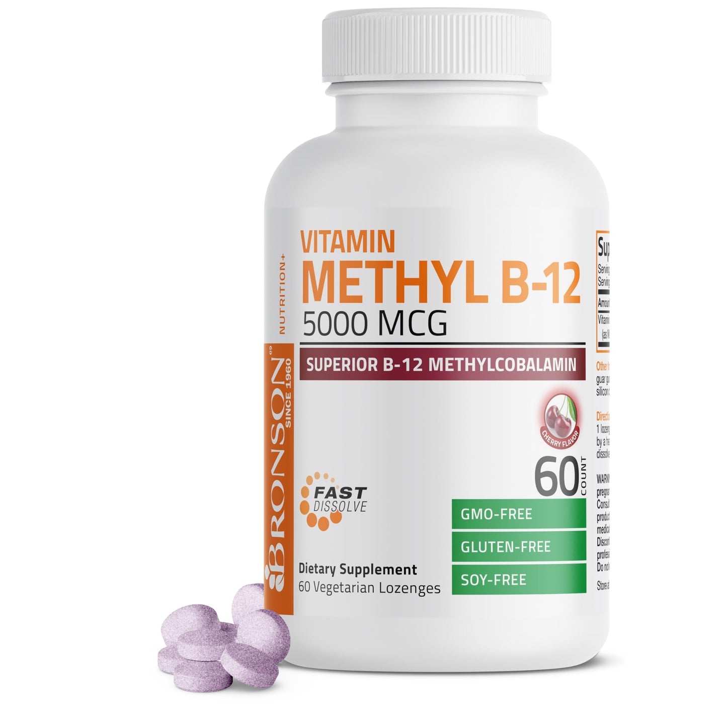 Bronson Methyl B12 5000 mcg Methylcobalamin – Energy & Brain Support (60 Lozenges)