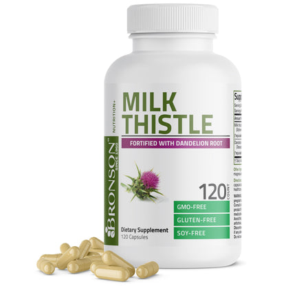 Bronson Milk Thistle with Dandelion Root – Liver Health Support, 120 Capsules