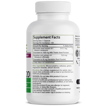 Bronson Milk Thistle with Dandelion Root – Liver Health Support, 120 Capsules