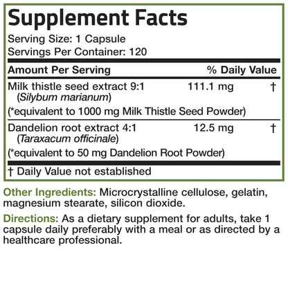 Bronson Milk Thistle with Dandelion Root – Liver Health Support, 120 Capsules