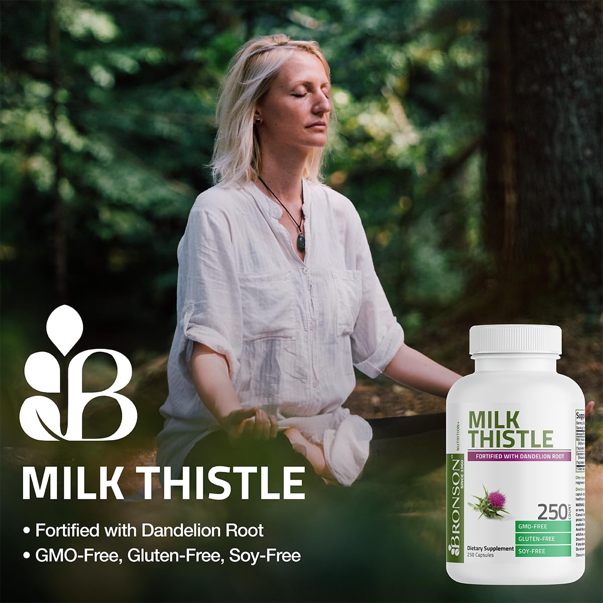 Bronson Milk Thistle Silymarin Marianum & Dandelion Root – Liver Health, Antioxidant Support, Detox | 360 Capsules