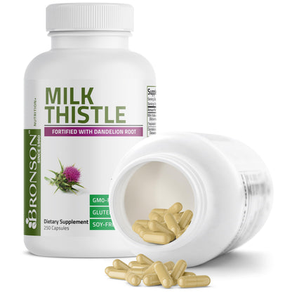 Bronson Milk Thistle Silymarin Marianum & Dandelion Root – Liver Health, Antioxidant Support, Detox | 360 Capsules