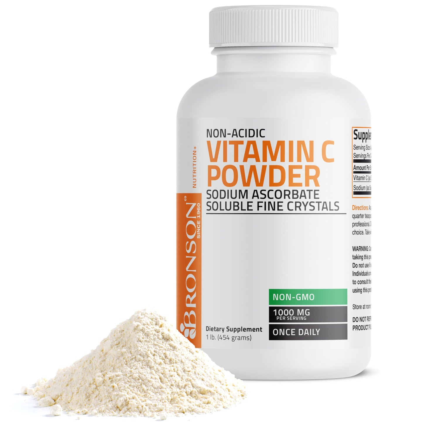 Bronson Non Acidic Vitamin C Powder Sodium Ascorbate – Non-GMO, 1 lb (454 g)