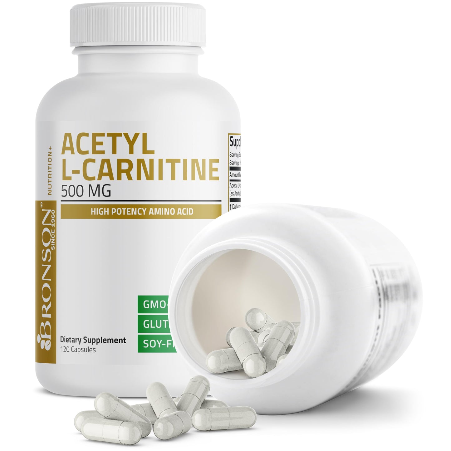 Bronson Acetyl L-Carnitine 500 MG – High Potency (120 Capsules, Non-GMO)