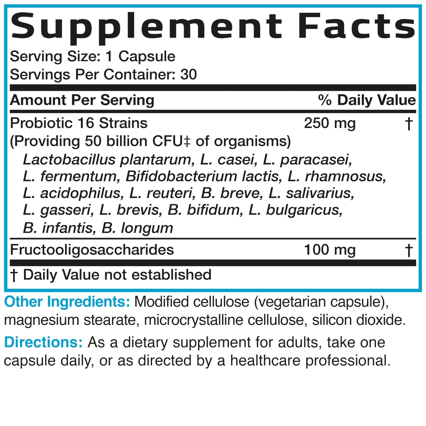 Bronson Once Daily Probiotic 50B CFU + Prebiotic, 30 Vegetarian Capsules – Non-GMO