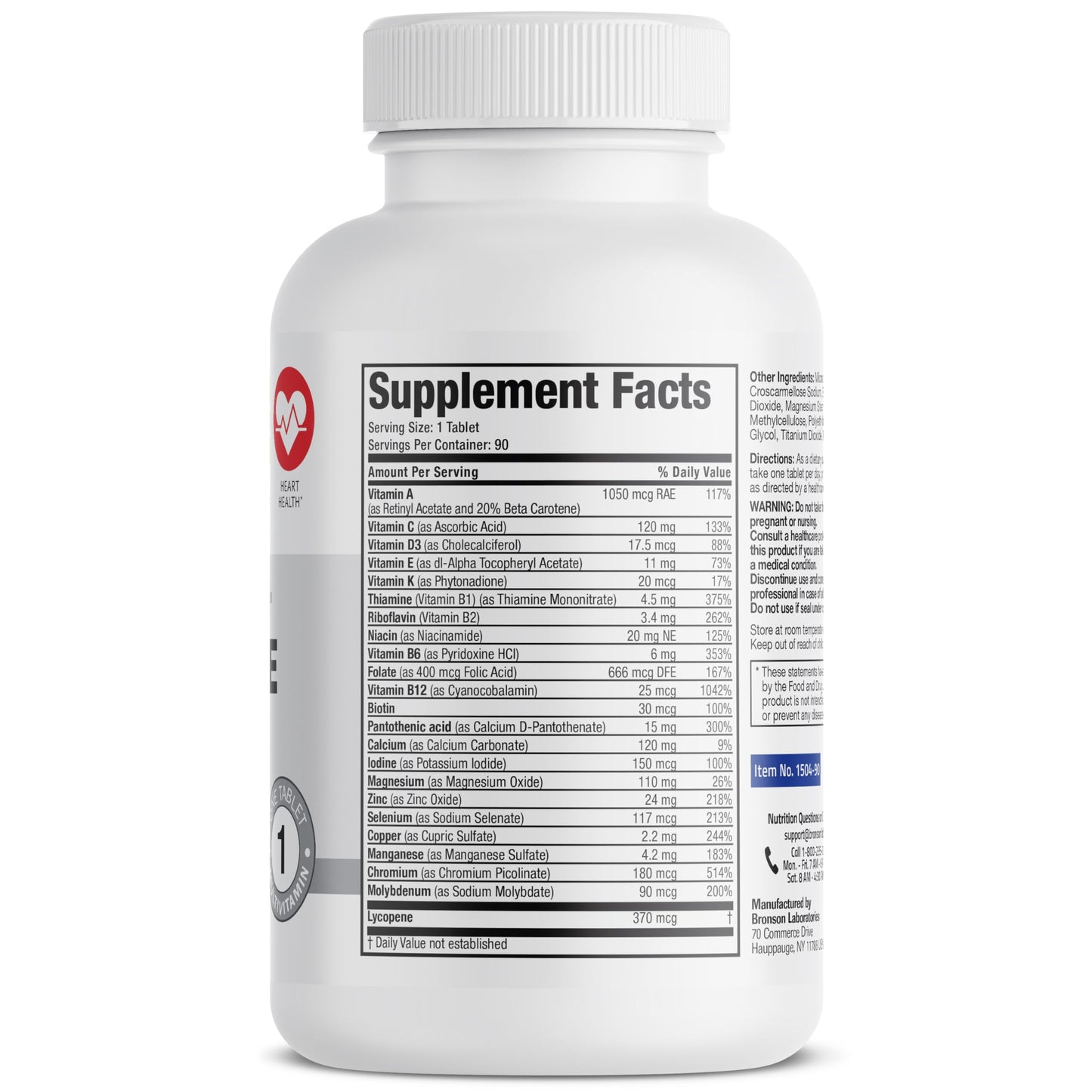 Bronson ONE Daily Men's 50+ Complete Multivitamin & Multimineral – 90 Tablets