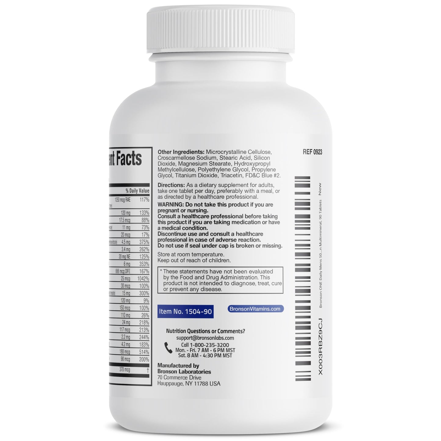 Bronson ONE Daily Men's 50+ Complete Multivitamin & Multimineral – 90 Tablets
