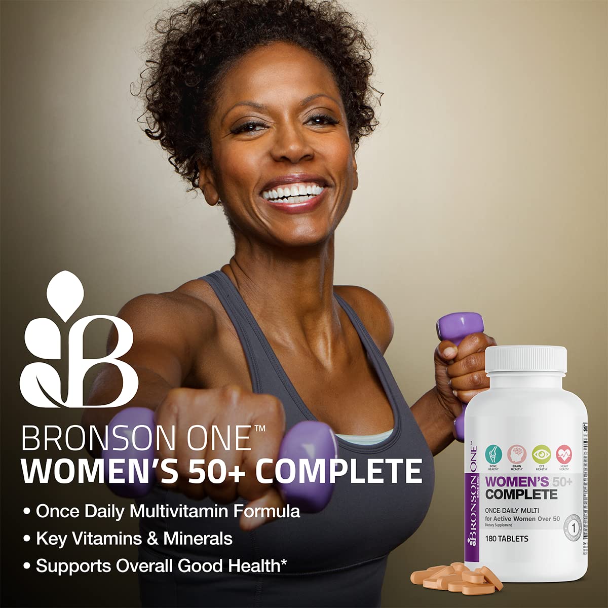 Bronson ONE Daily Women’s 50+ Complete Multivitamin & Multimineral – 180 Tablets