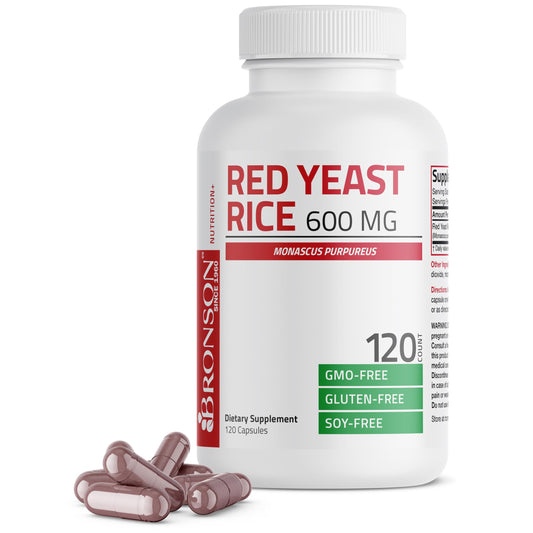 Bronson Red Yeast Rice 600 MG Monascus Purpureus Herbal Health – Non-GMO, 120 Capsules BritishVita | Premium UK Vitamins & Wellness Supplements