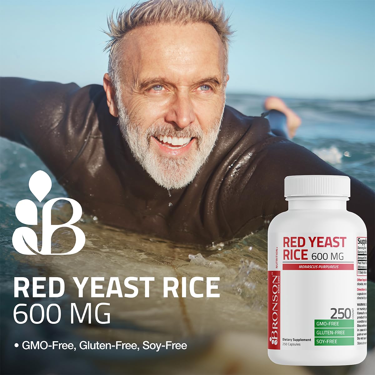 Bronson Red Yeast Rice 600 MG Monascus Purpureus Herbal Health – Non-GMO, 120 Capsules