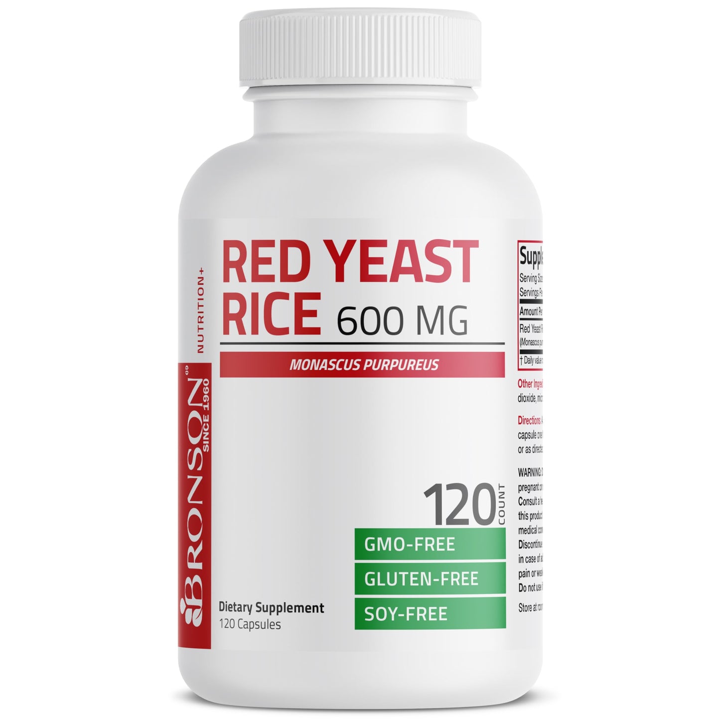 Bronson Red Yeast Rice 600 MG Monascus Purpureus Herbal Health – Non-GMO, 120 Capsules