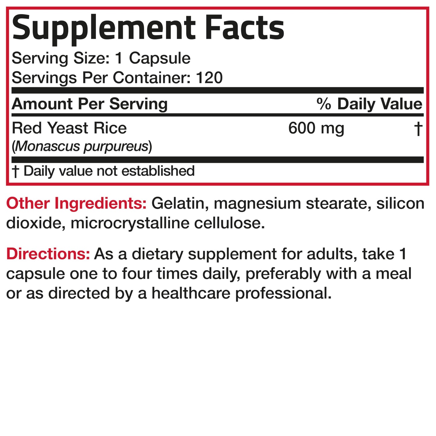 Bronson Red Yeast Rice 600 MG Monascus Purpureus Herbal Health – Non-GMO, 120 Capsules