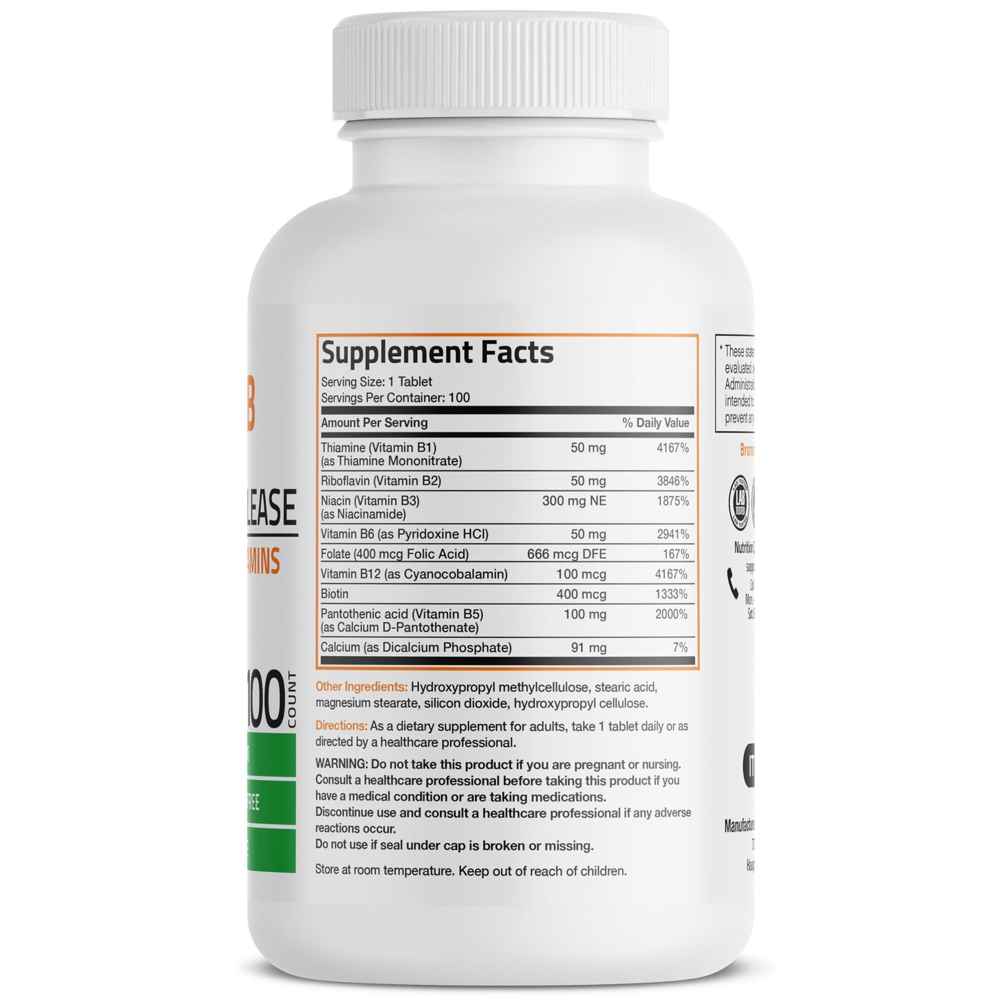 Bronson Super B Complex – Sustained Release B Vitamins (100 Tablets)