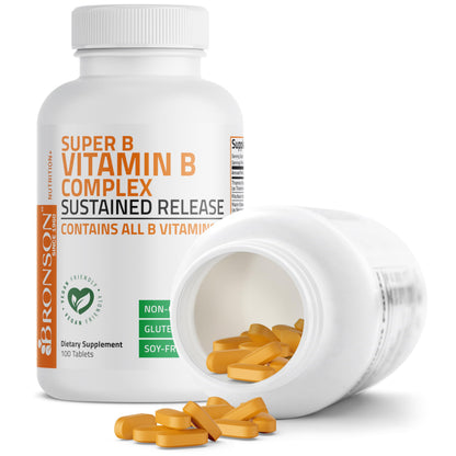 Bronson Super B Complex – Sustained Release B Vitamins (100 Tablets)