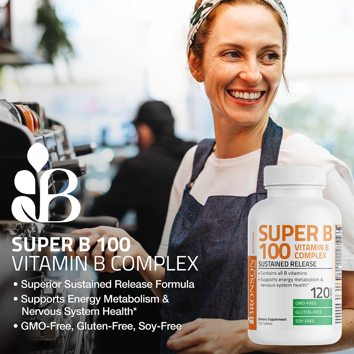 Bronson Super B100 Vitamin B Complex - Sustained Release (60 Tablets)