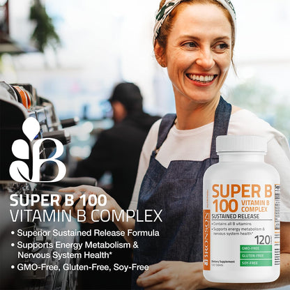 Bronson Super B100 Vitamin B Complex - Sustained Release (60 Tablets)