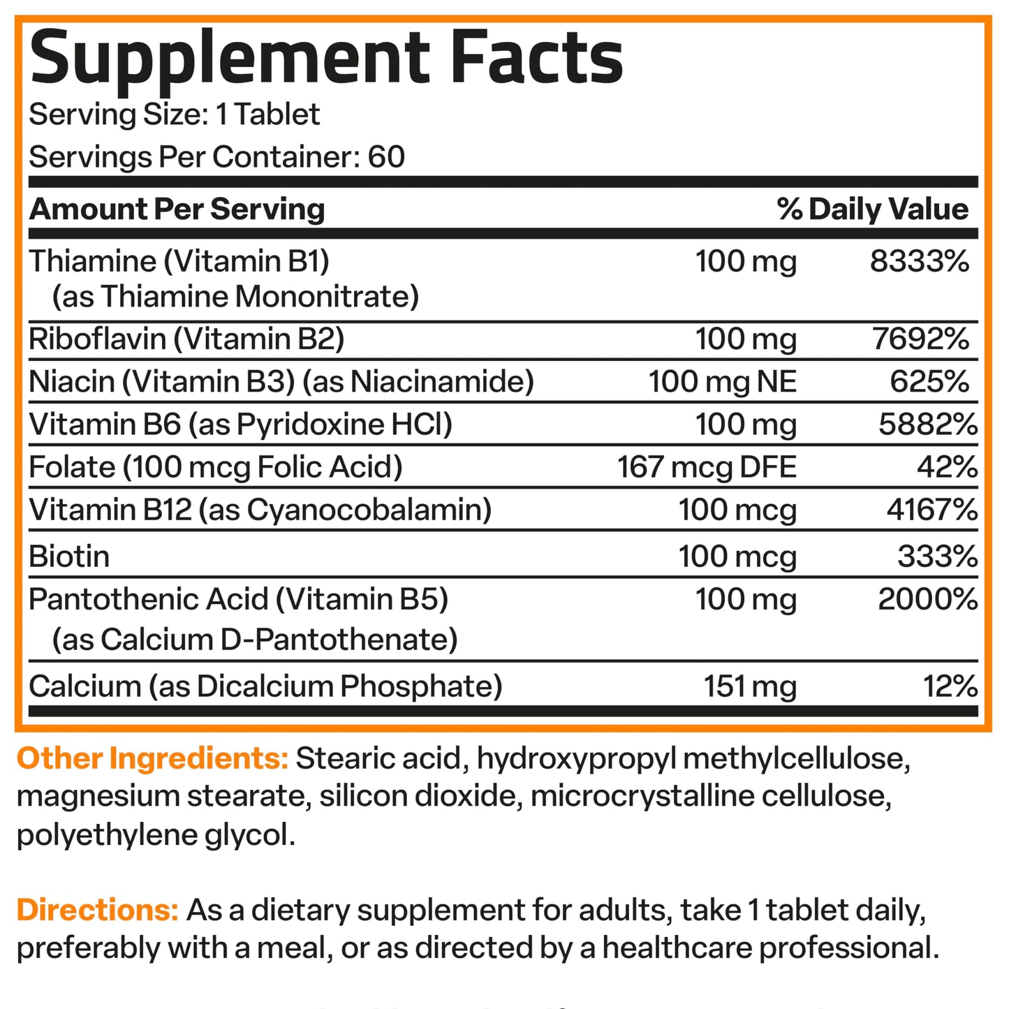 Bronson Super B100 Vitamin B Complex - Sustained Release (60 Tablets)