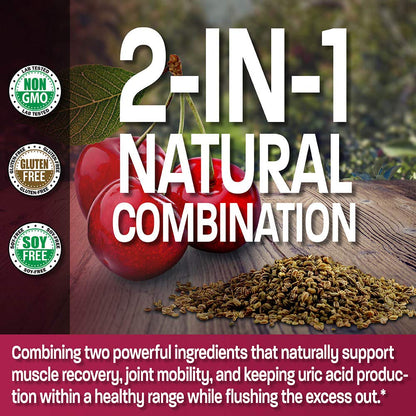 Bronson Tart Cherry + Celery Seed Capsules – Uric Acid Support & Joint Mobility (60 Veg Capsules)