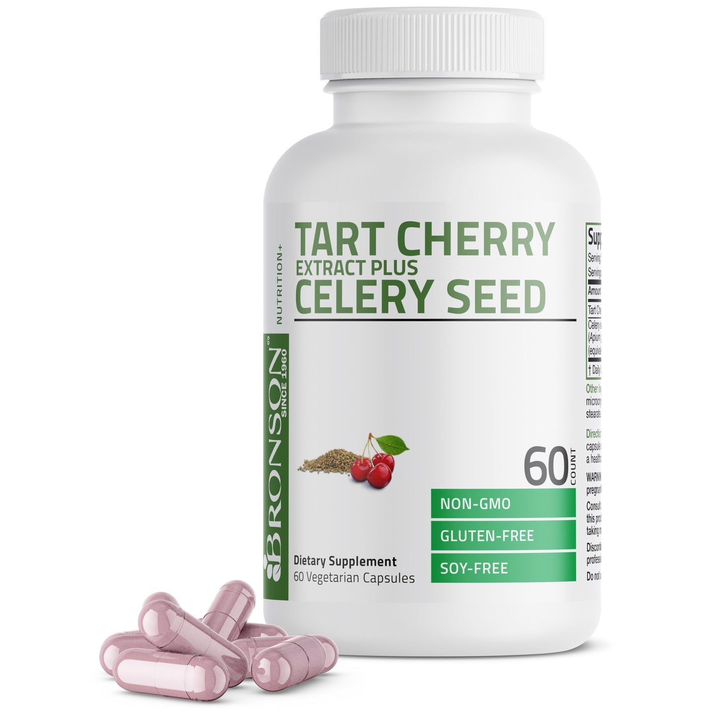 Bronson Tart Cherry + Celery Seed Capsules – Uric Acid Support & Joint Mobility (60 Veg Capsules)